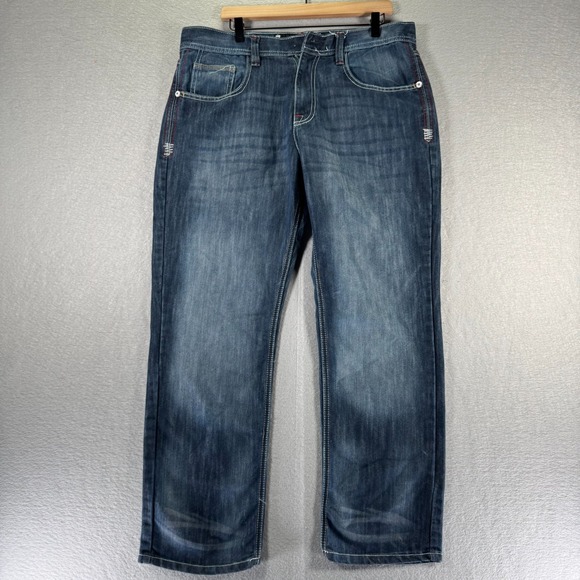 Vintage Mecca Straight Leg Jeans Men 38x29 Blue Medium Wash Straight Fit Classic - Picture 1 of 16